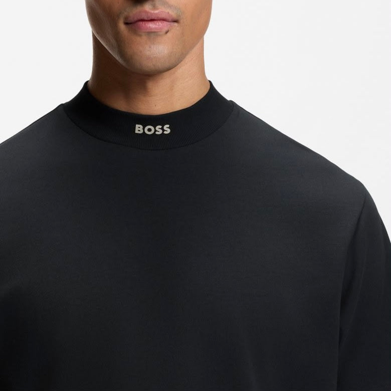 Playera Boss DE ALGODÓN ELÁSTICO CON LOGOTIPO EN EL CUELLO (azul marino)