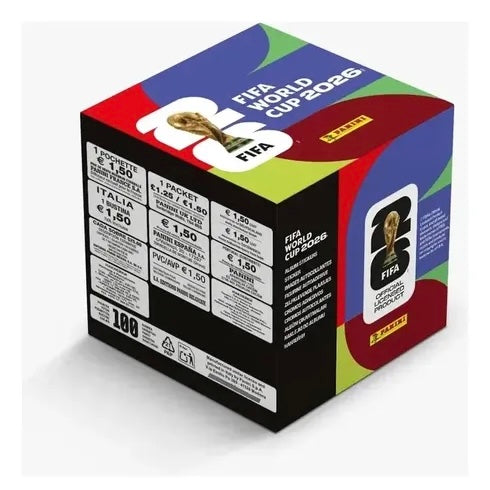 Caja con 100 sobres Álbum Mundial PANINI 2026
