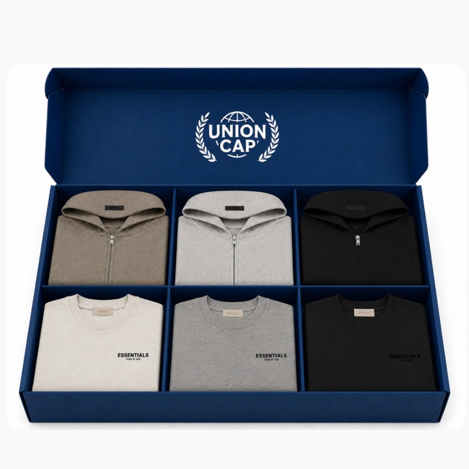 Paquete 3 Hoodies ESSENTIALS ZIP 2025 y 3 Playeras ESSENTIALS 2022