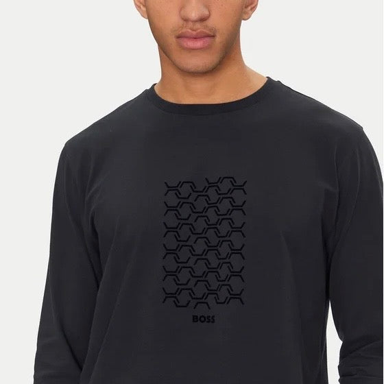 Boss Playera manga larga negra Strech