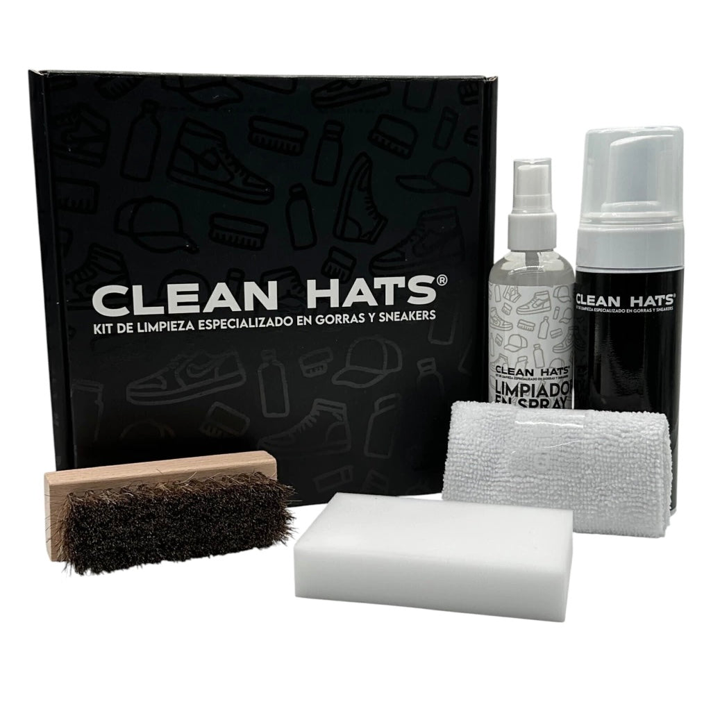 Clean Hats Kit de limpieza      Incluye: spray,espuma,cepillo,microfibra y esponja