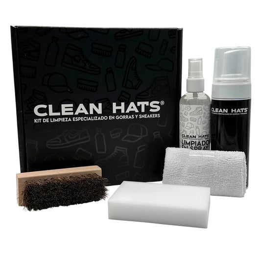 Clean Hats Kit de limpieza      Incluye: spray,espuma,cepillo,microfibra y esponja
