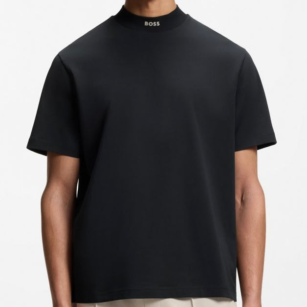 Playera Boss DE ALGODÓN ELÁSTICO CON LOGOTIPO EN EL CUELLO                 (azul marino)