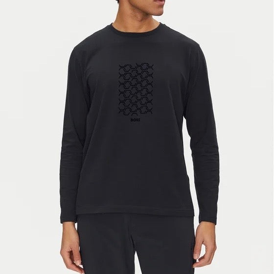 Boss Playera manga larga negra Strech